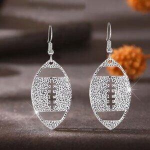NEW - Silver football earrings, Rugby Earrings, Football Lover Jewelry